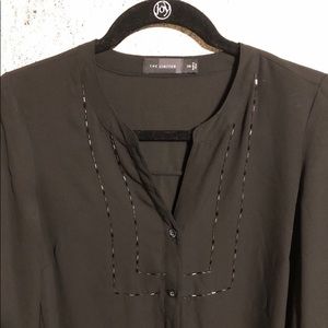 THE LIMITED Black Beaded Detail Tie Front Blouse